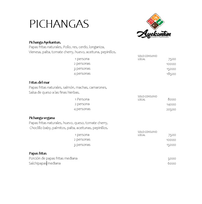 Carta de Restaurante Ayekantun en arauco, Biobío — página 2